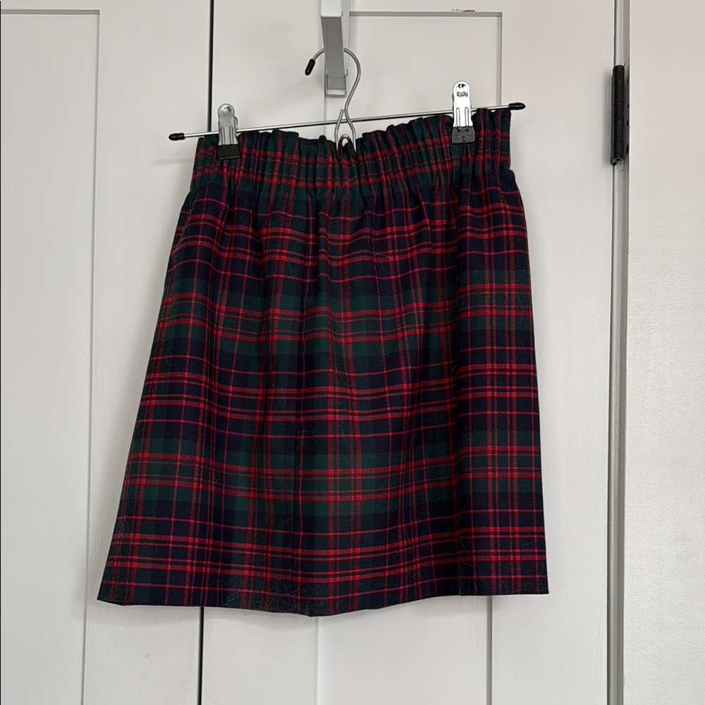 Red and Green Plaid Mini Skirt